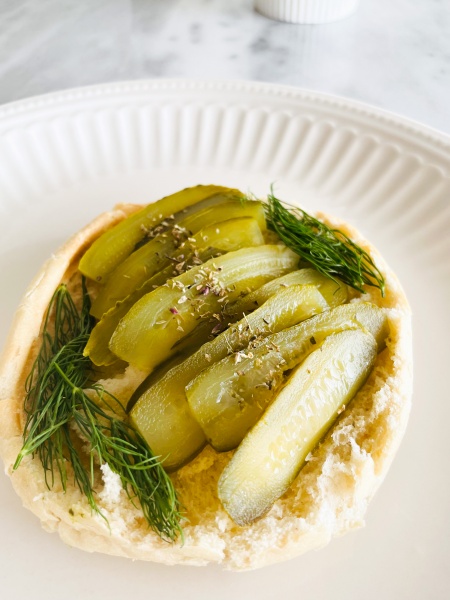 pickled cucumbers toast