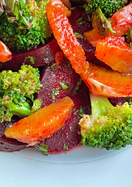 orange segments in a vegan salad